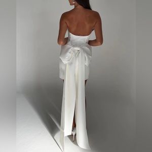 Meshki Meredith Strapless White Bow Back Mini Dress